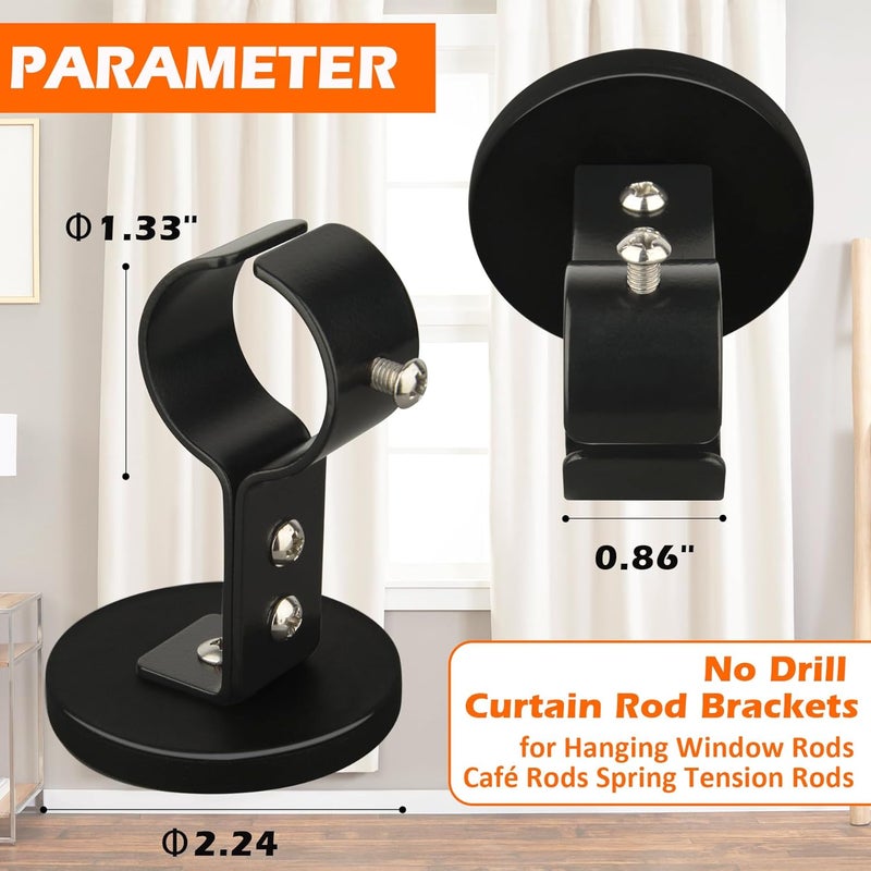 MUTUACTOR Magnetic Curtain Rod Brackets,Heavy Duty Magnet Curtain Rod Bracket for Metal Doors,2PCS Anti-scratch Curtain Holders for Hanging Window Rods Café Rods Spring Tension Rods - Image 5